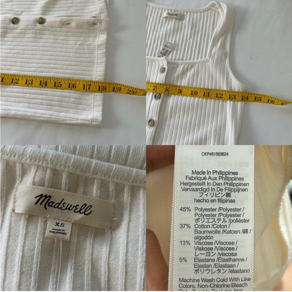 Madewell white ribbed Button-front Tank Top size XS. - Picture 8 of 8